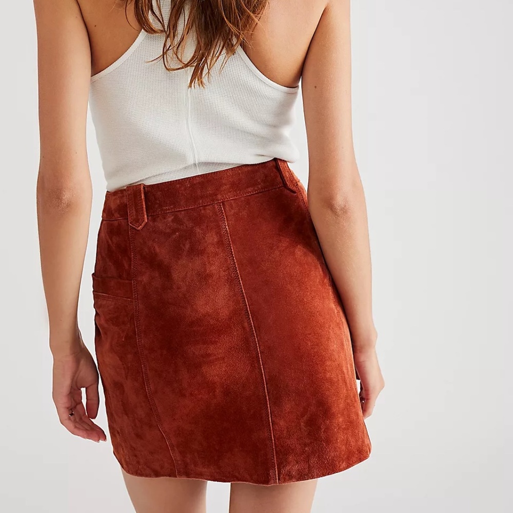 NWT Free People Blank NYC Sun Valley Skirt rust Sedona red - Picture 3 of 11